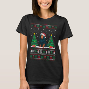 T-shirt Santa Hat Portugais de l'eau Chien Xmas feux d'arb