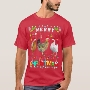 T-shirt Santa Hat Poulet Lumières Noël drôle Joyeux Noël