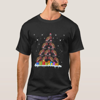 T-shirt Santa Hat Quail Amateurs d'oiseaux Hommes Femmes E