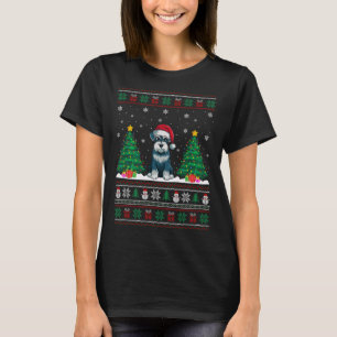 T-shirt Santa Hat Schnauzer Chien Feux de Noël Lumières