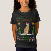 T-Shirt Santa Hat Serval Éclairage Noël Serval Laide (Devant)