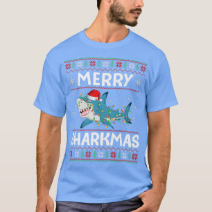 T-shirt Santa Hat Shark lumières de Noël laids joyeux Shar