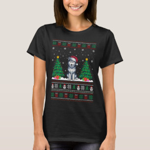 T-shirt Santa Hat Sibérien Husky Chien Xmas Les lumières d
