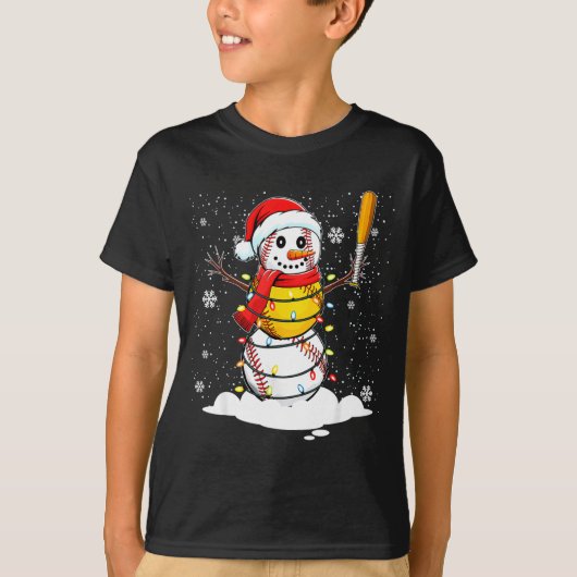 T-shirt Santa Hat Snowman Xmas Funny Baseball Softball Chr (Devant)