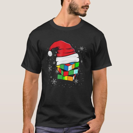 T-shirt Santa Hat Speed Cubing Puzzle Cube Cube Noël (Devant)
