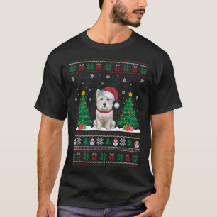 T-shirt Santa Hat Westig Chien de Noël Lumières Arbre Vila
