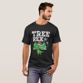 T-shirt Santa Hat Xmas Tree Rex Dinosaur Noël Long Sl (Devant entier)