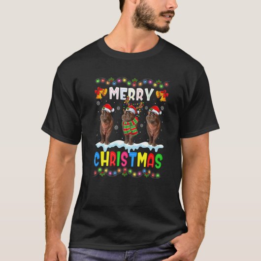 T-shirt Santa Hippo Animals Merry Christmas Pajama (Devant)