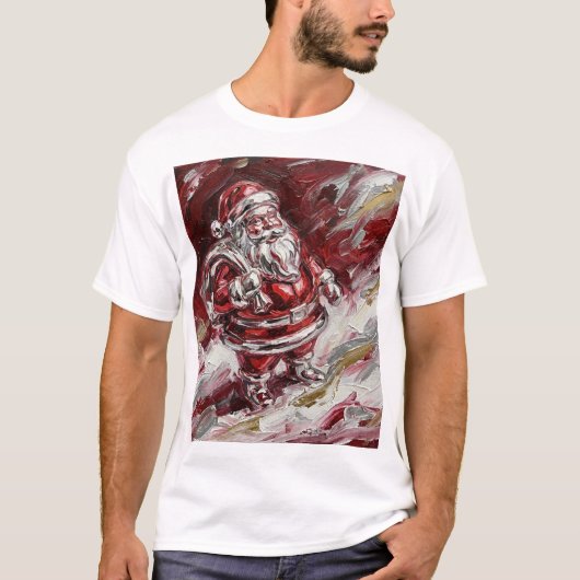 T-shirt Santa in Motion – Painterly Holiday Spirit (Devant)