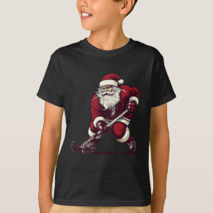 T-shirt Santa jouant au hockey sur gazon Drôle de jeu de h