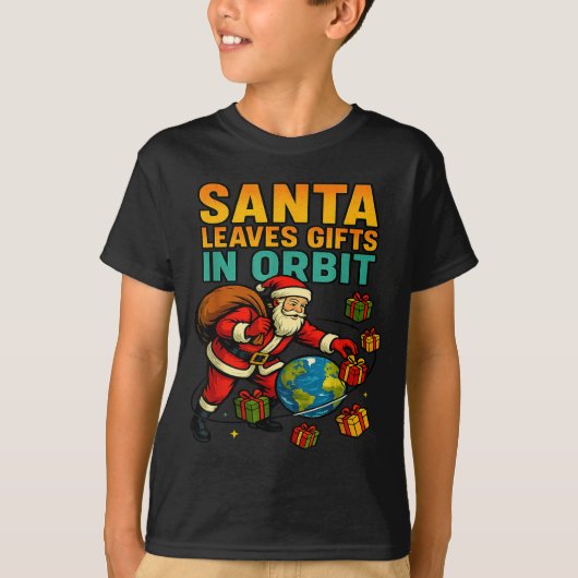 T-shirt Santa Leaves In Orbit Funny Xmas Space  (Devant)