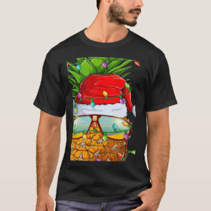 T-shirt Santa Lunettes de Ananas Gras Lumières de Noël Ana