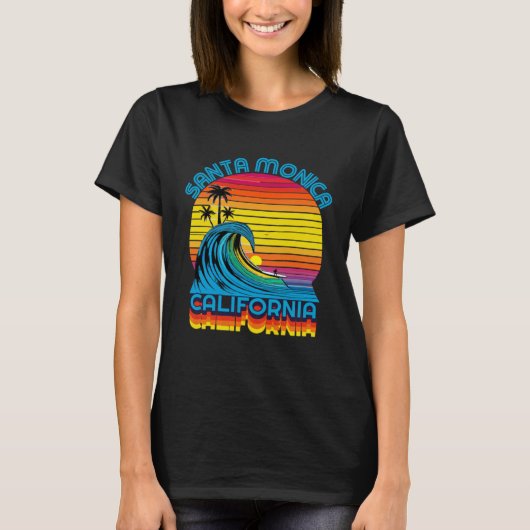 T-shirt Santa Monica Retro Throwback Surf & Beach Souvenir (Devant)