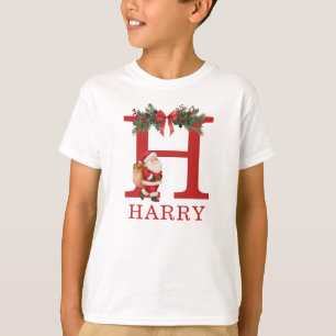 T-shirt Santa Monogrammé et Nom Famille Assortis