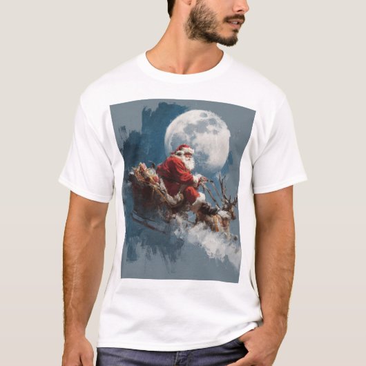 T-shirt Santa Moonlit Sleigh Ride (Devant)
