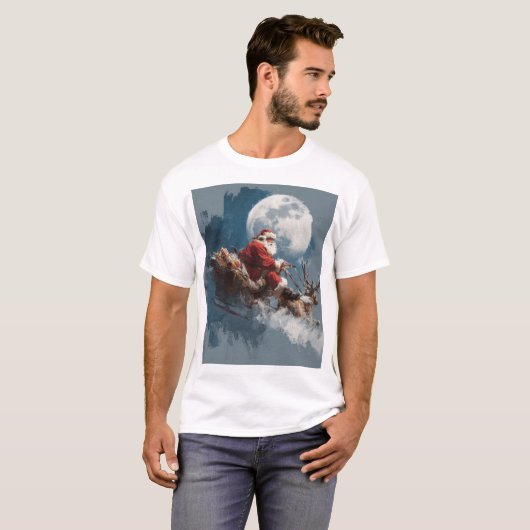 T-shirt Santa Moonlit Sleigh Ride (Devant entier)