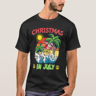T-shirt Santa Noël en juillet Surfing Eté  Plage