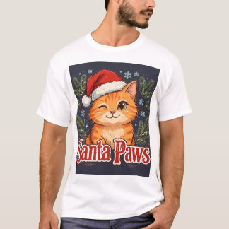 T-shirt Santa Paws Chat — Noël