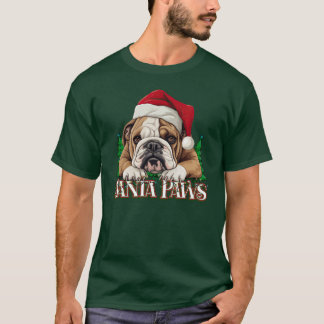 T-shirt Santa Paws Funny English Bulldog Santa Christmas D
