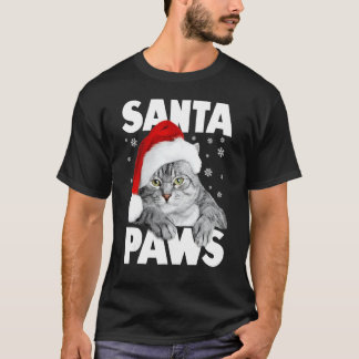 T-shirt Santa Paws Noël Chat Chaton Drôle