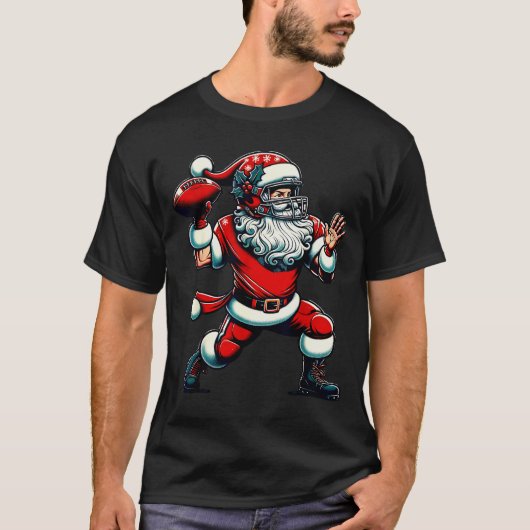 T-shirt Santa Playing American Football Christmas Women Me (Devant)