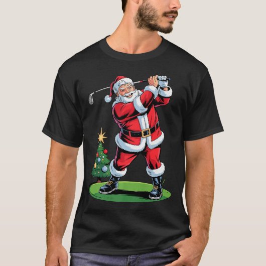 T-shirt Santa Playing Golf Funny Holiday Christmas Xmas Pa (Devant)