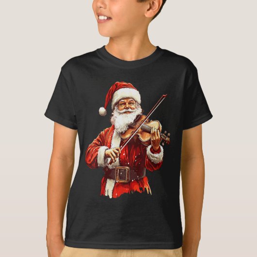 T-shirt Santa Playing Violin Funny Violin Player Violinist (Devant)