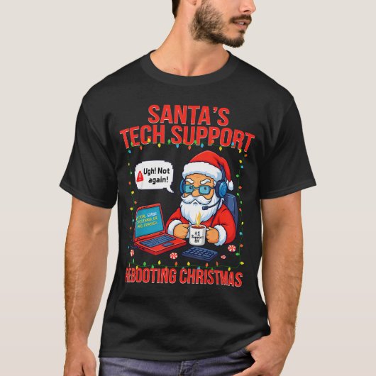 T-shirt Santa Rebooting Support Engineer s Tech Humor (Devant)