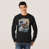 T-shirt Santa Reindeer Over Great Wave Christmas (Devant entier)