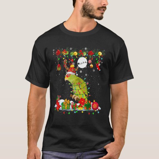 T-shirt Santa Reindeer Parrot With Xmas Presents Ornaments (Devant)