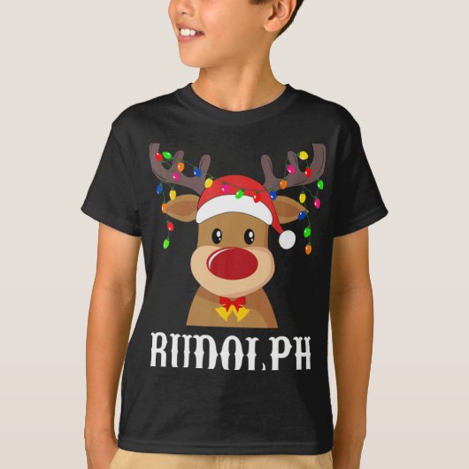 T-shirt Santa Reindeer Rudolph Xmas Group Costume (Devant)