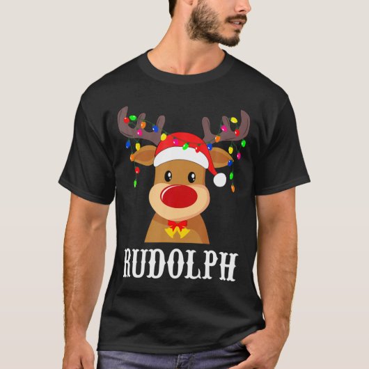 T-shirt Santa Reindeer Rudolph Xmas Group Costume  (Devant)