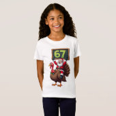 T-Shirt 🎅🦃 Santa Riding a Turkey with Number 67 Funny (Devant entier)