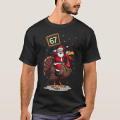 T-shirt 🎅🦃 Santa Riding a Turkey with Number 67 Funny Ch (Devant)