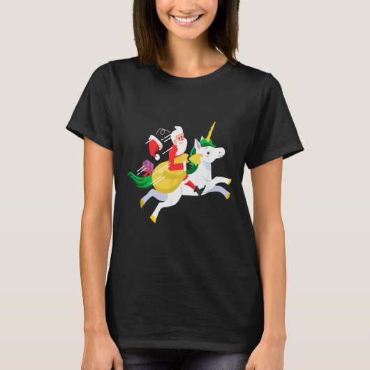 T-shirt Santa Riding A Unicorn Funny Christmas Gift (Devant)
