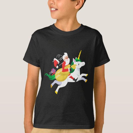 T-shirt Santa Riding A Unicorn Funny Christmas Gift (Devant)
