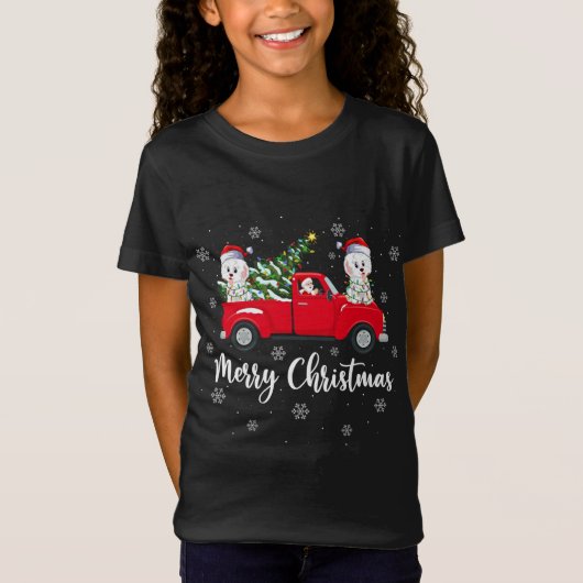 T-Shirt Santa Riding Christmas Tree Truck Havanese Dog Chr (Devant)