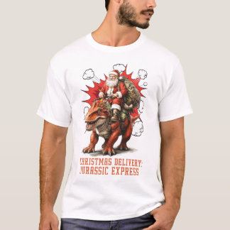 T-shirt Santa Riding Dino Men White