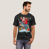T-shirt Santa Riding Dinosaur Rex Christmas  Xmas 2 (Devant entier)