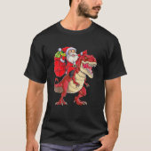 T-shirt Santa Riding Dinosaur T Rex Christmas Tee (Devant)