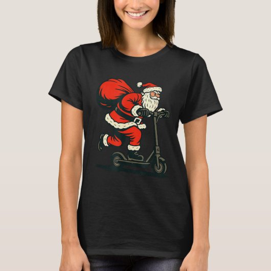 T-shirt Santa Riding Electric Scooter (Devant)