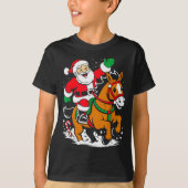 T-shirt Santa Riding Horse Funny Equestrian Christmas Xmas (Devant)
