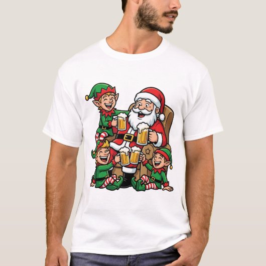 T-shirt Santa’s Cheers: Elf Party Christmas Design (Devant)