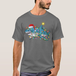 T-shirt Santa Shark Christmas Lights Merry Sharkmas Xmas W