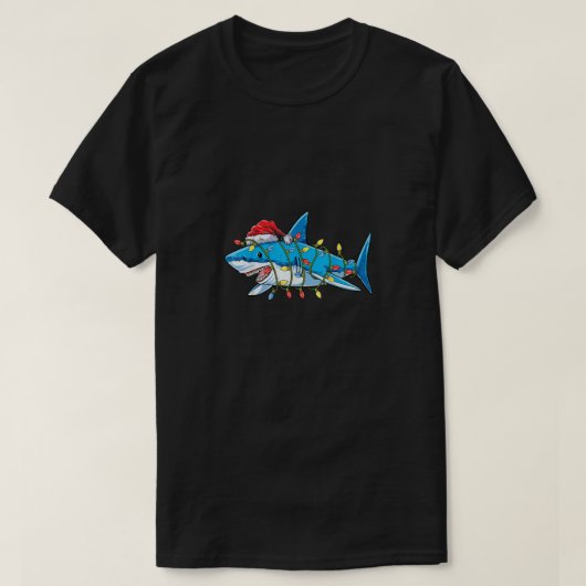 T-shirt Santa Shark Christmas Lights Sharkma Tree Xmas Bo (Design devant)