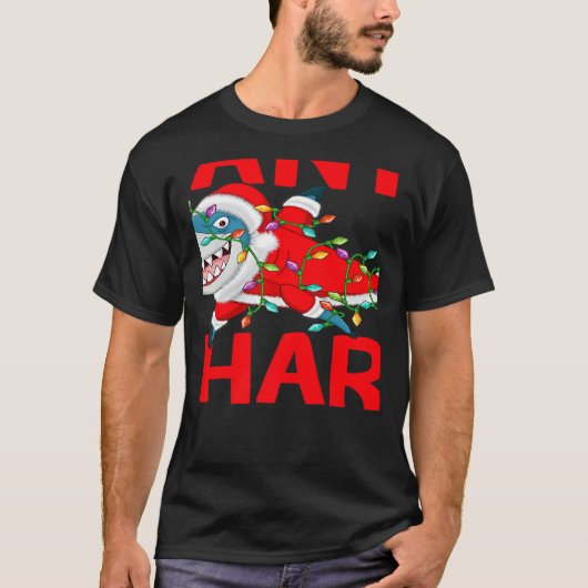T-shirt Santa Shark Christmas Lights Sharkmas   (Devant)