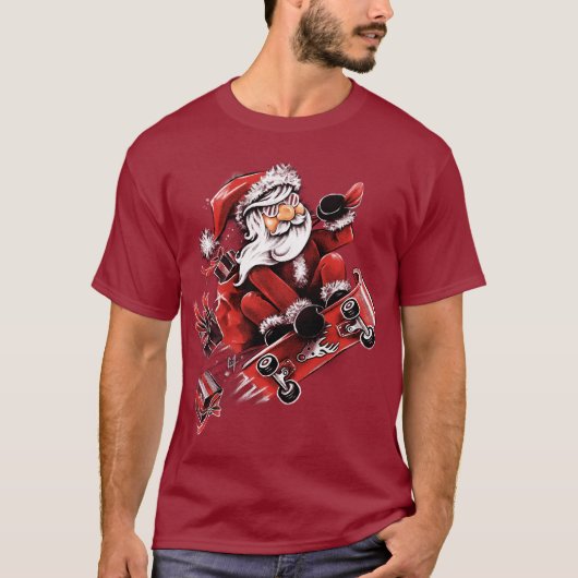 T-shirt Santa Skateboarding (Devant)