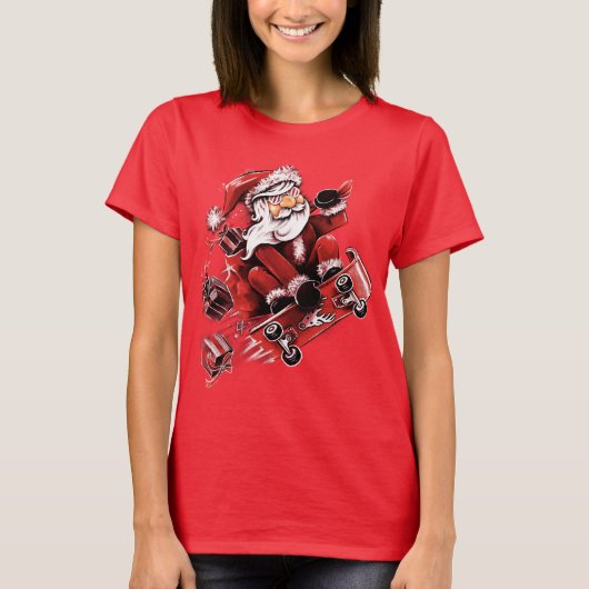 T-shirt Santa Skateboarding (Devant)