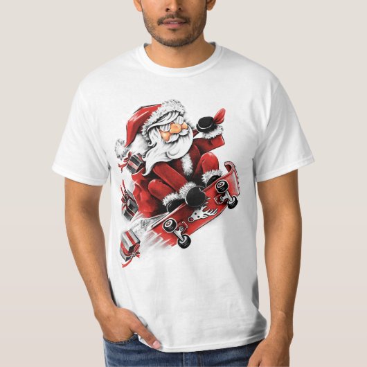 T-shirt Santa Skateboarding (Devant)
