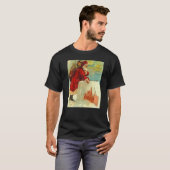 T-shirt Santa Stepping Into A Rooftop Chimney Black Outlin (Devant entier)